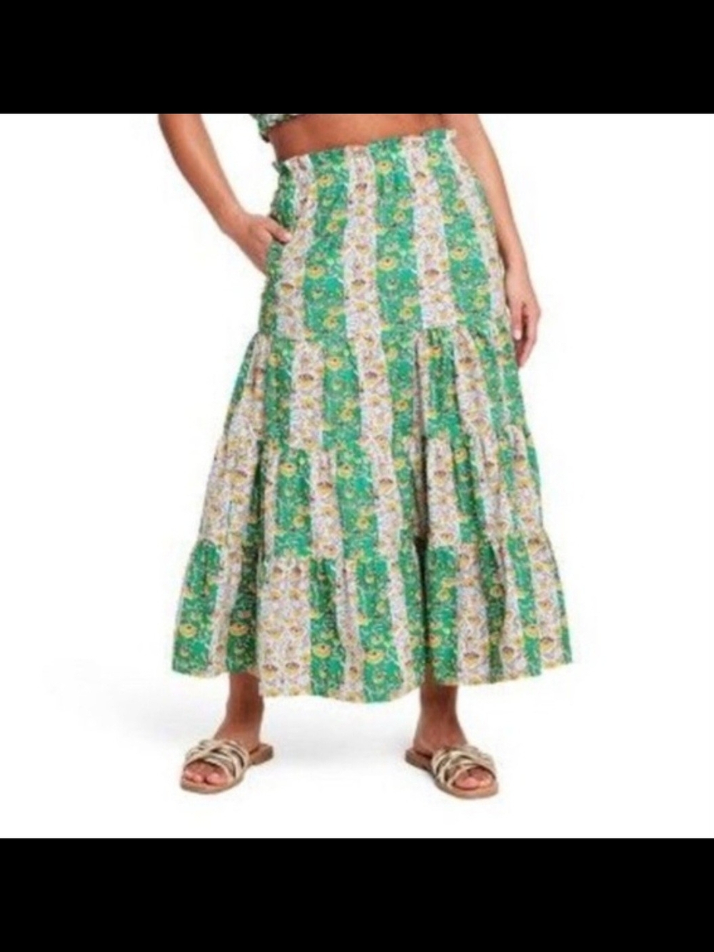 RHODE Green and Yellow Floral Smocked Skirt Set - Picture 3 of 10